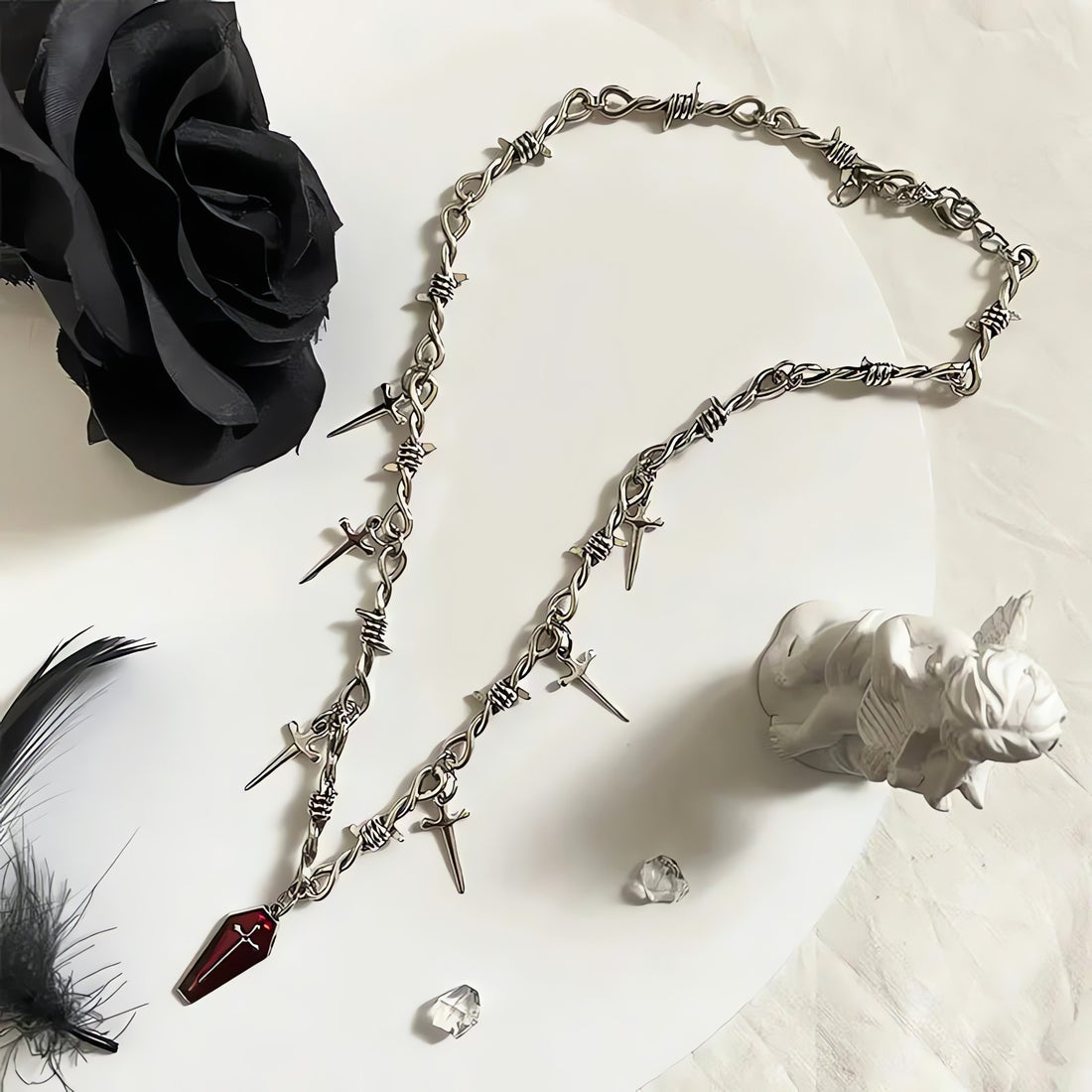 Goth Coffin & Swords Necklace - KAYSMAR