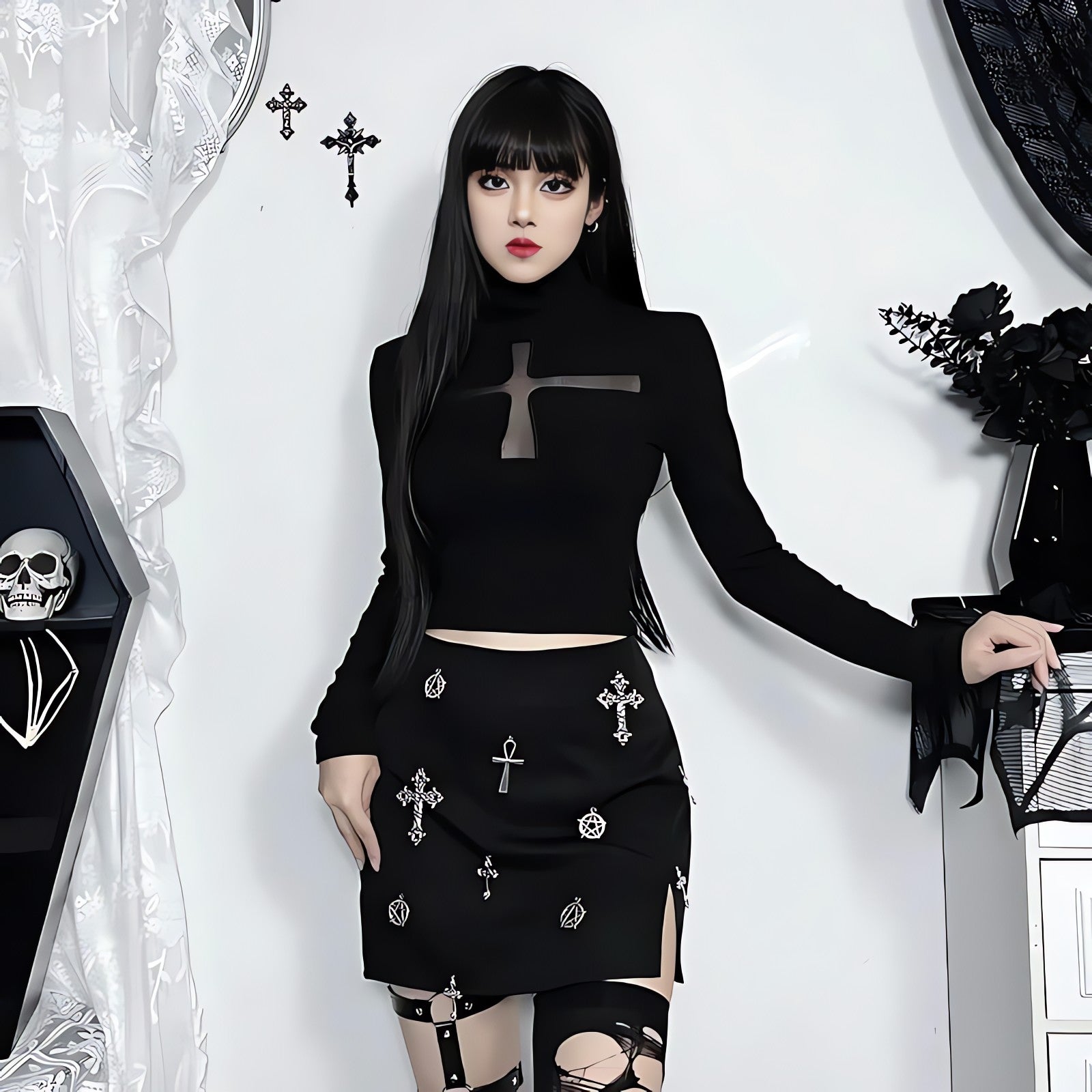 Goth Cross Cut Out Top - KAYSMAR