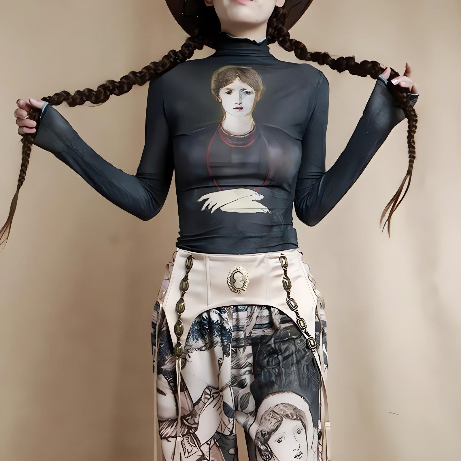 Goth Dark Female Figure Mesh Top - KAYSMAR