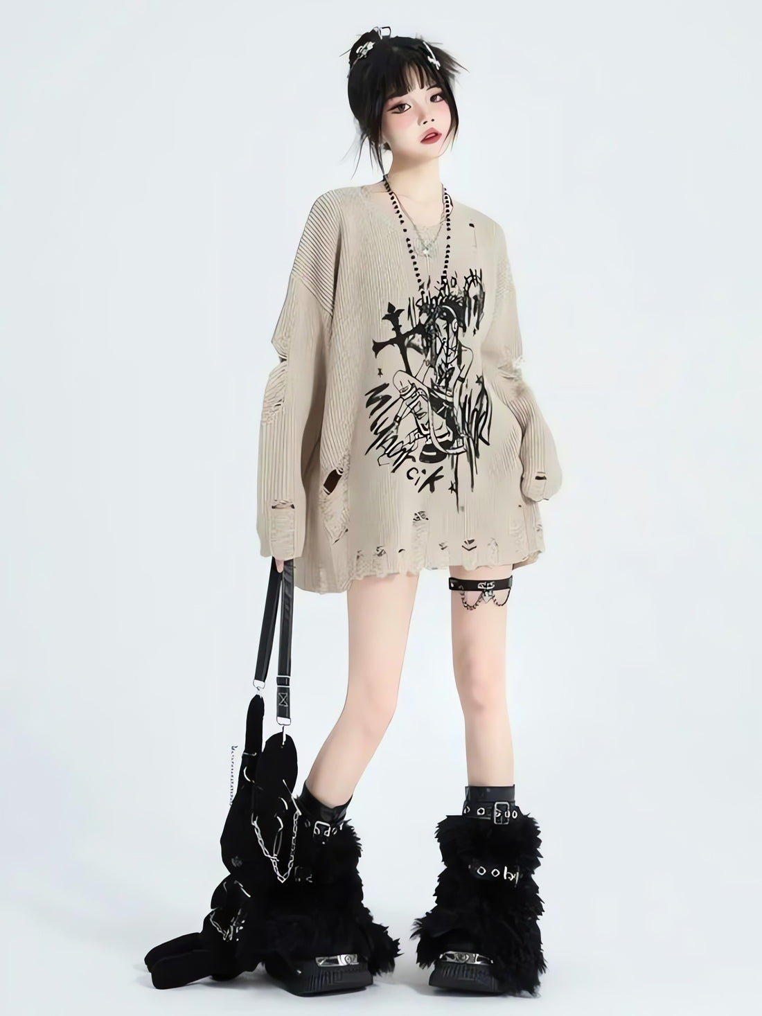 Goth Distressed Sweater - KAYSMAR