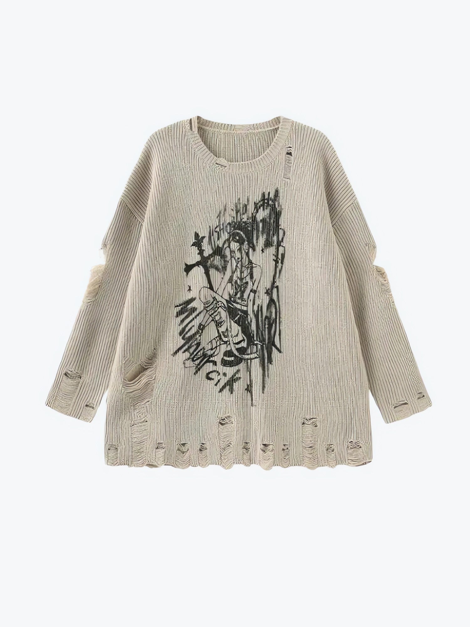 Goth Distressed Sweater - KAYSMAR