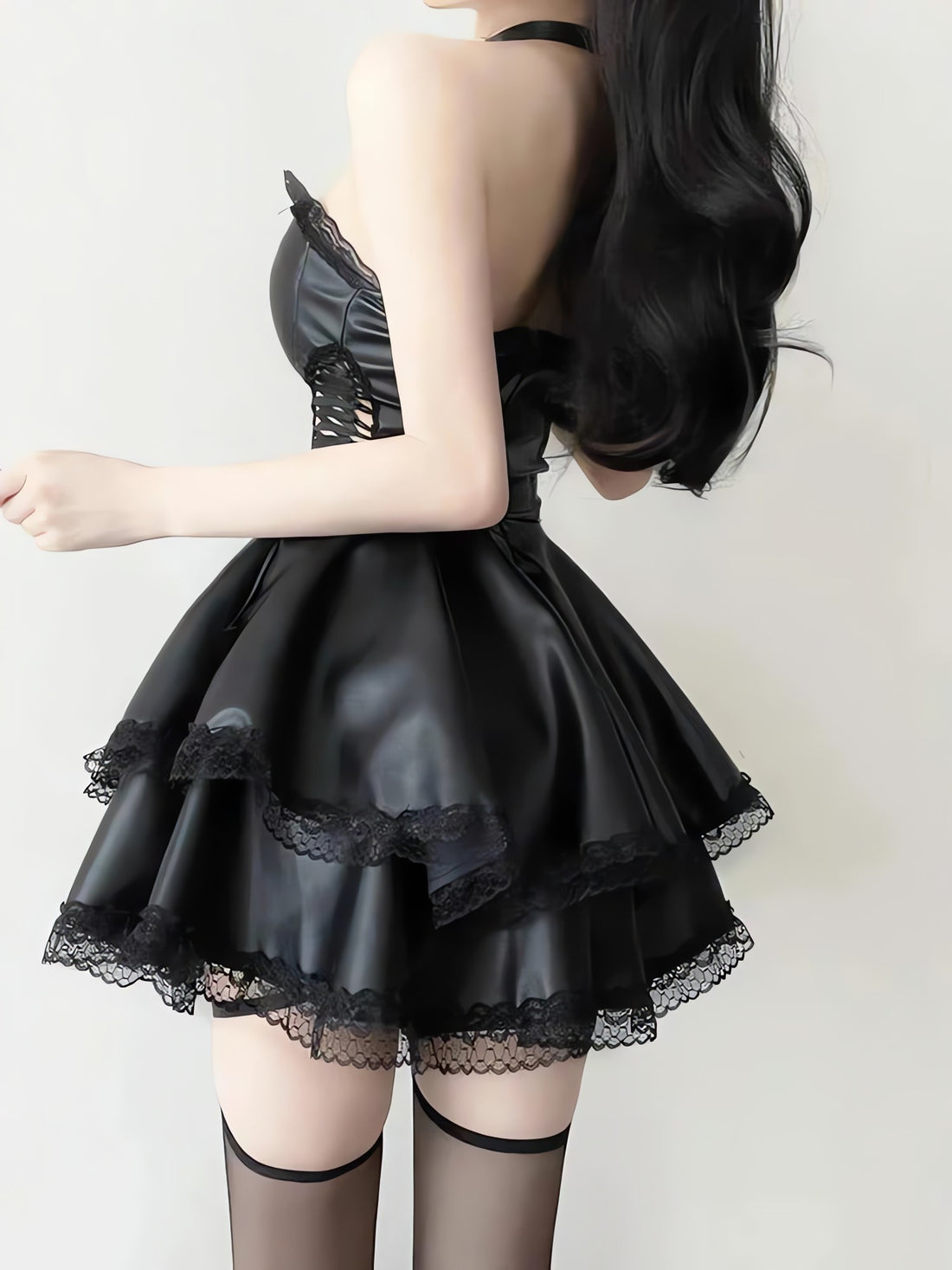 Goth Faux Leather Mini Dress - KAYSMAR