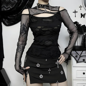 Goth Fishnet Ripped Top - KAYSMAR