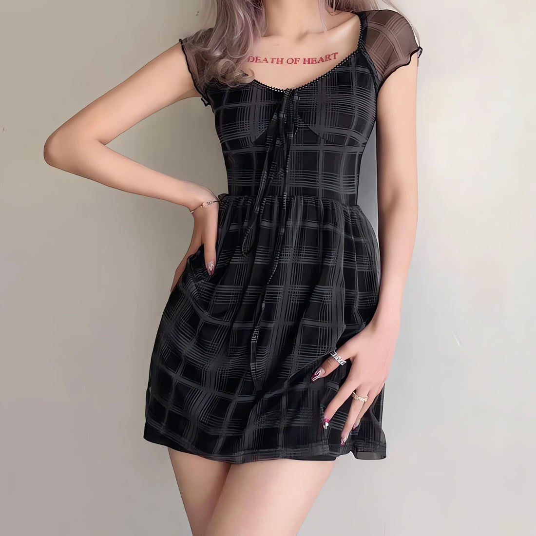 Goth Plaid Mini Dress - KAYSMAR