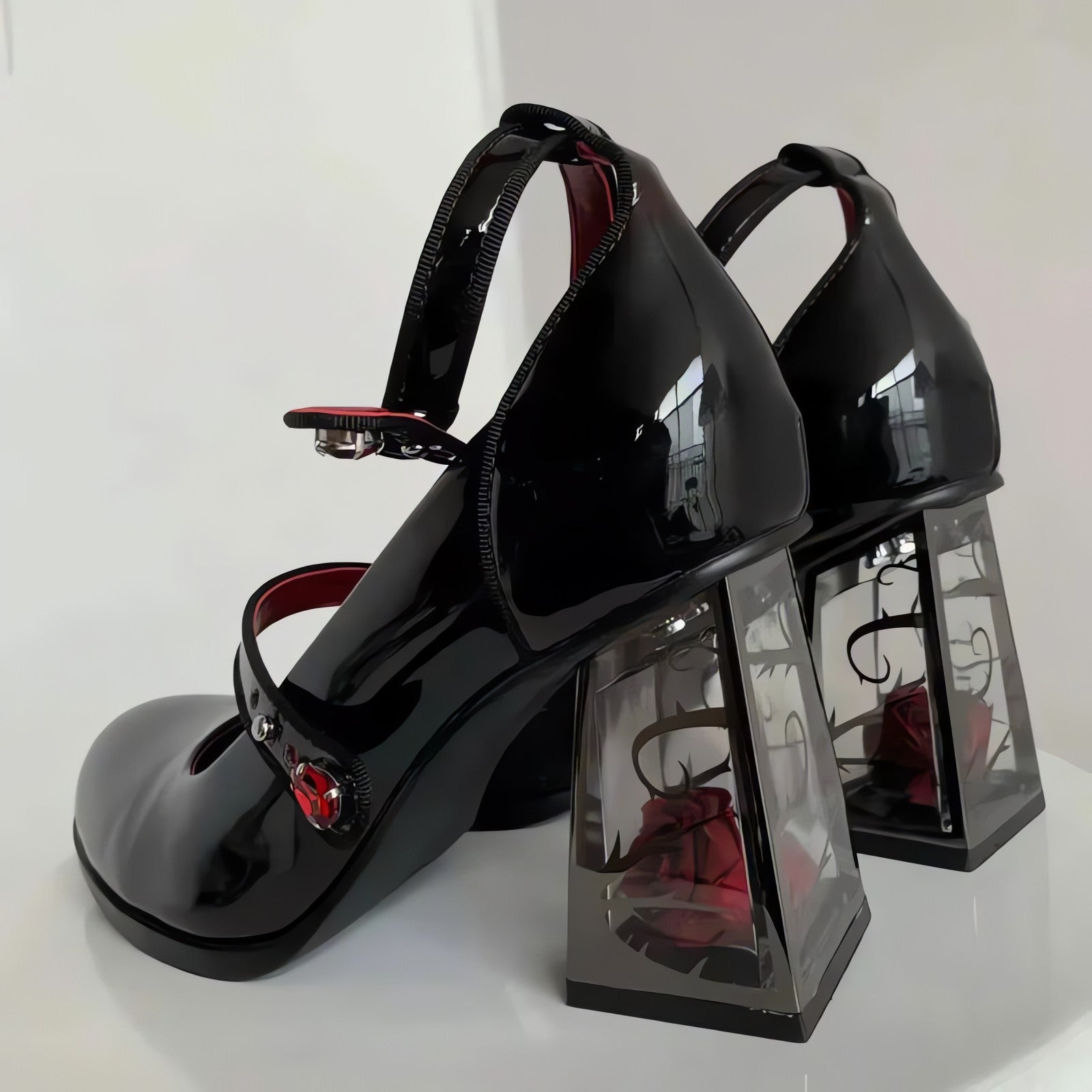 Goth Rose Mary Jane High Heels - KAYSMAR