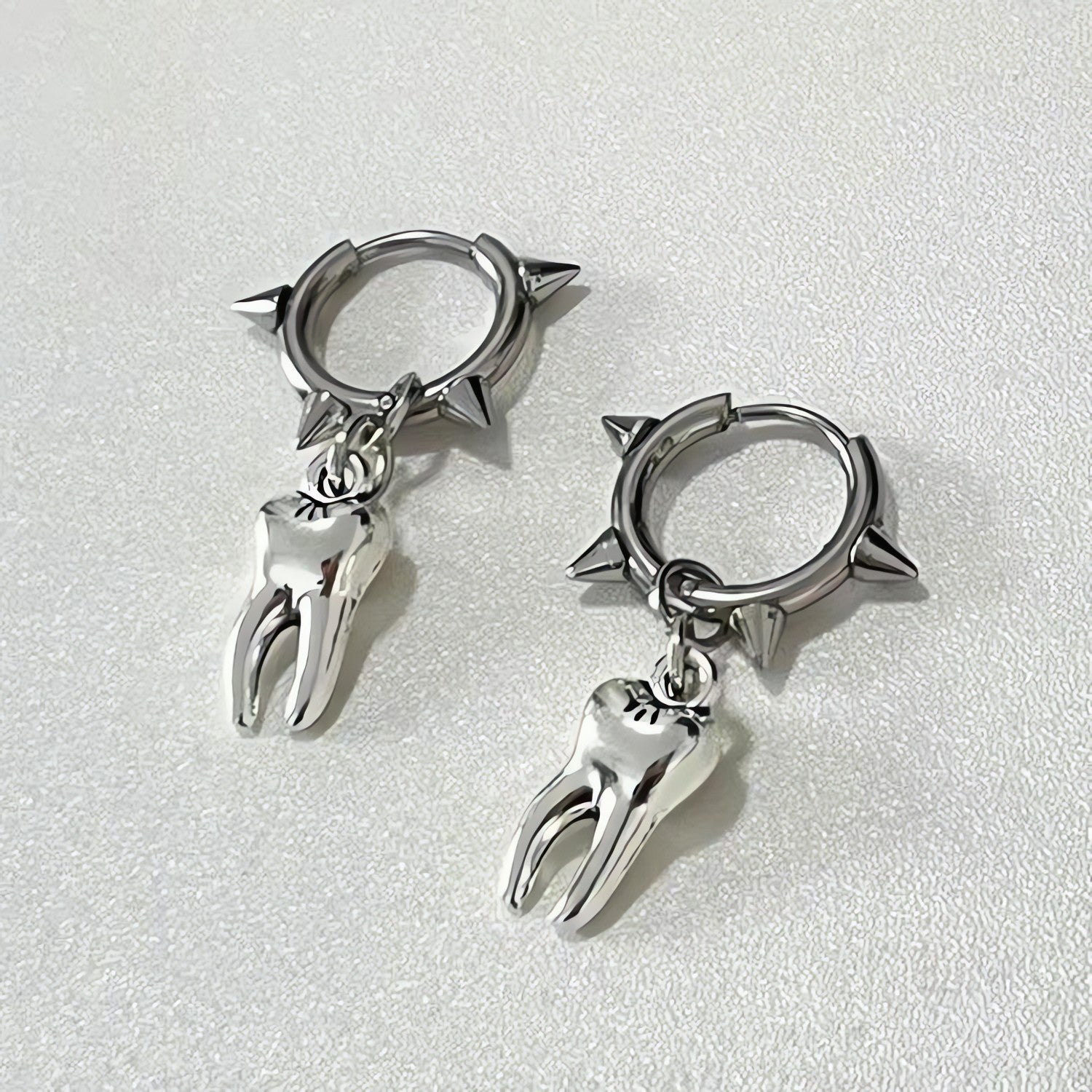 Goth Tooth Spiked Hoop Earrings - KAYSMAR