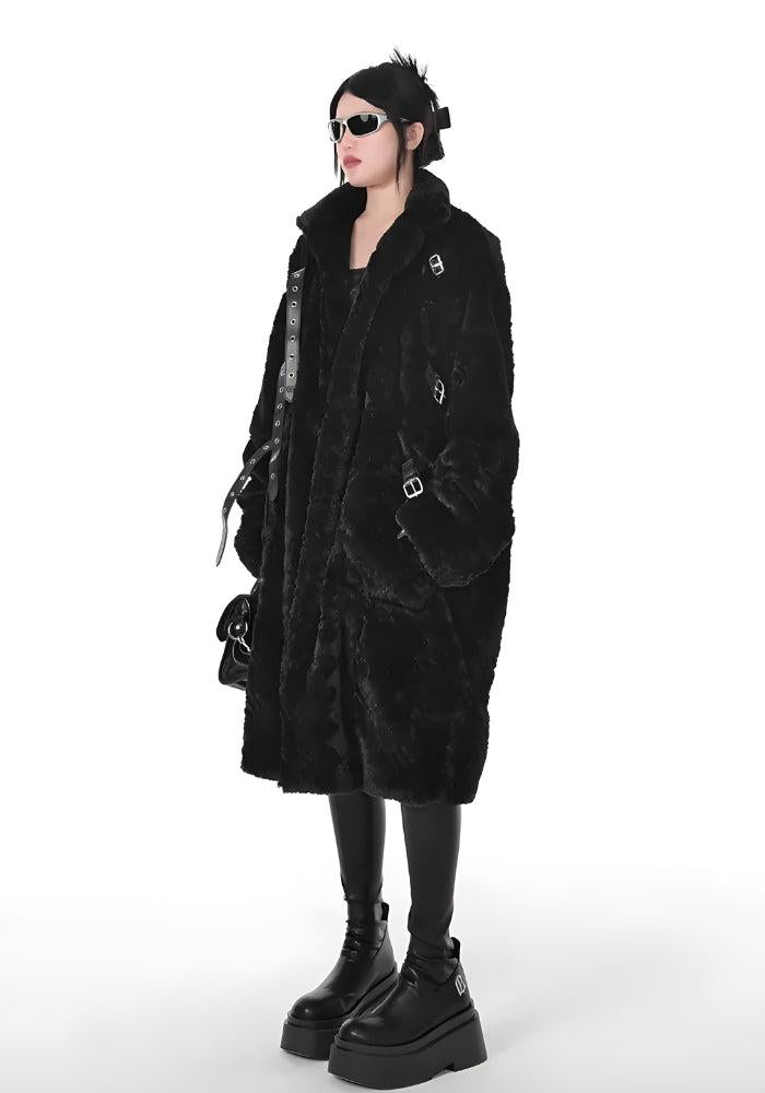 Gothic Faux Fur Fluffy Long Jacket - KAYSMAR