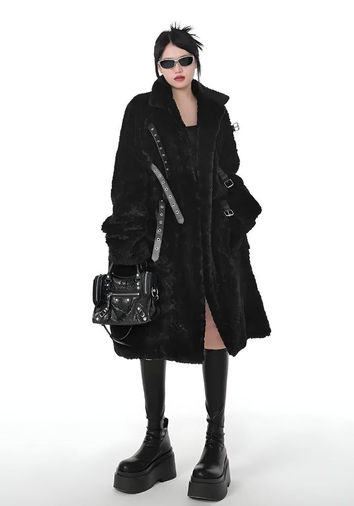 Gothic Faux Fur Fluffy Long Jacket - KAYSMAR
