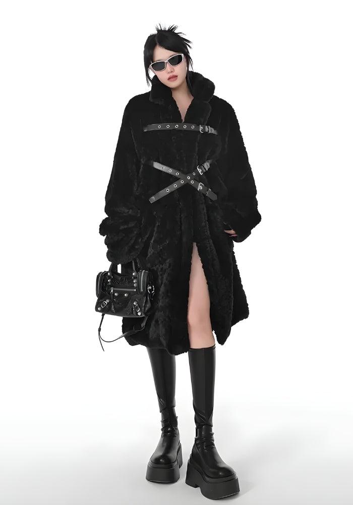 Gothic Faux Fur Fluffy Long Jacket - KAYSMAR