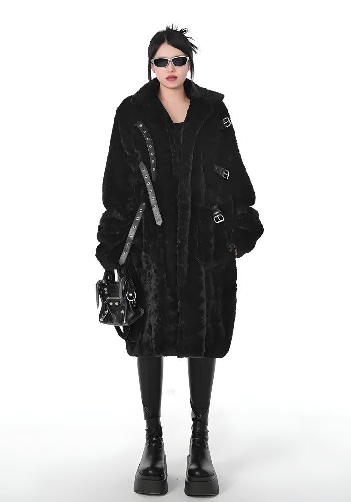 Gothic Faux Fur Fluffy Long Jacket - KAYSMAR