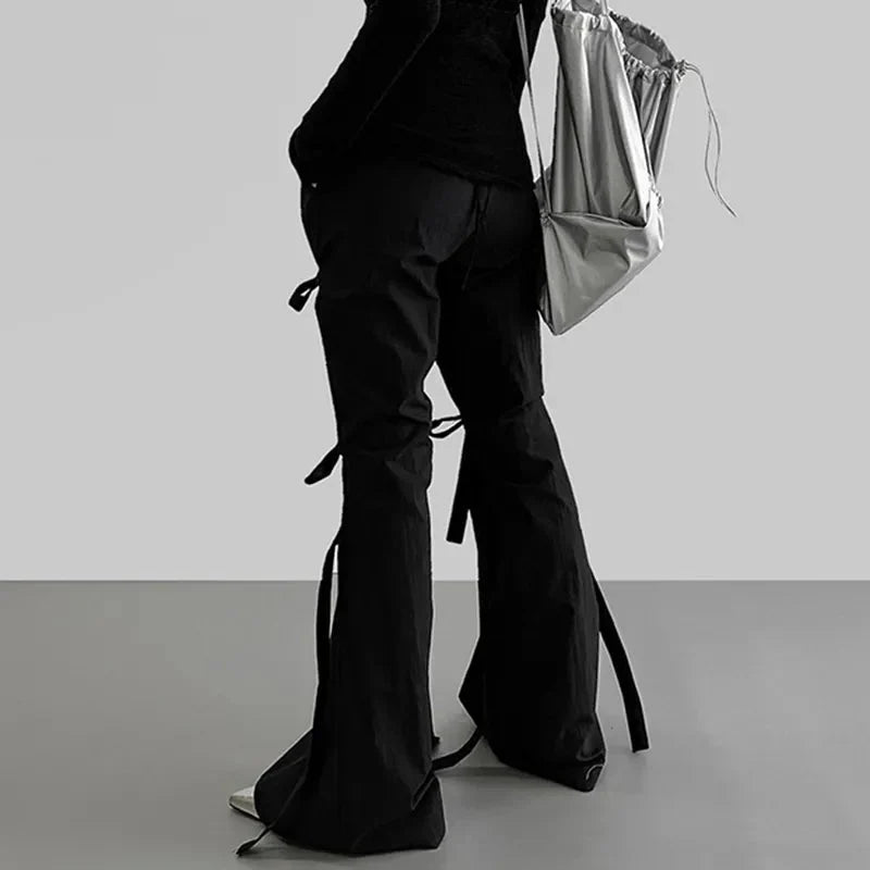 Gothic Lace Up Flare Pants - KAYSMAR