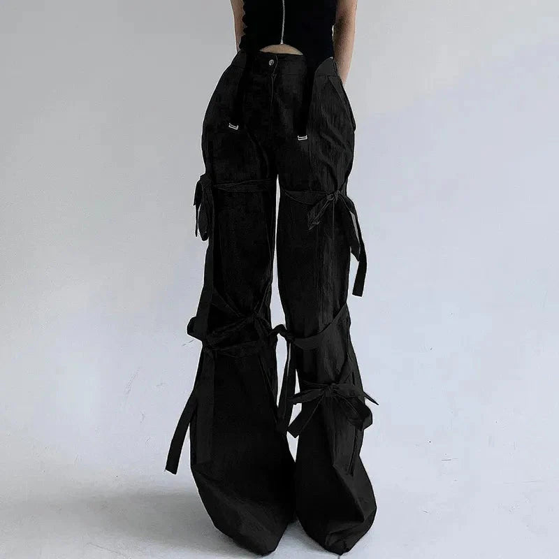 Gothic Lace Up Flare Pants - KAYSMAR