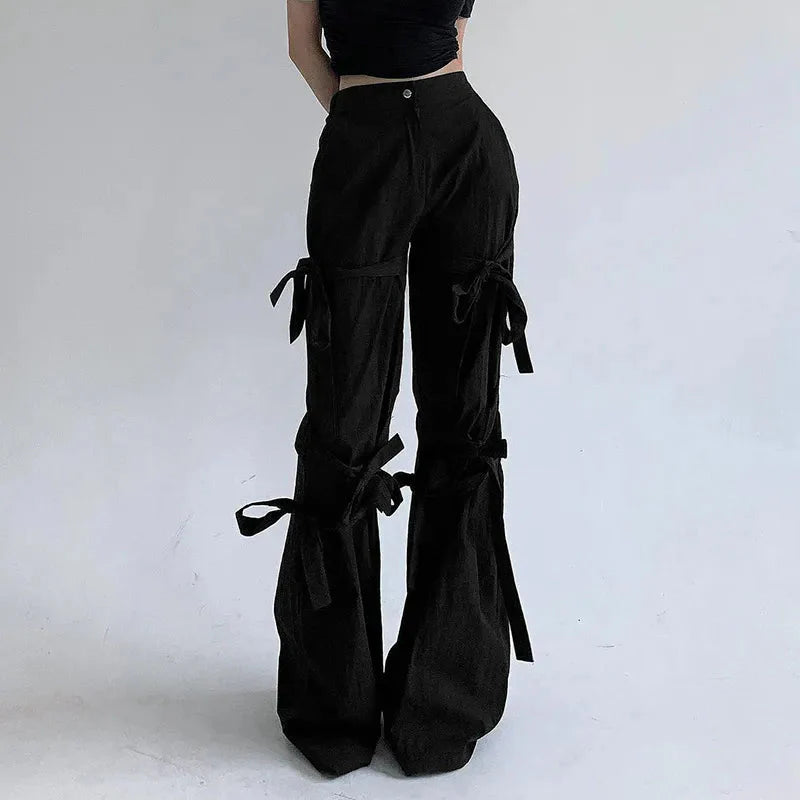 Gothic Lace Up Flare Pants - KAYSMAR
