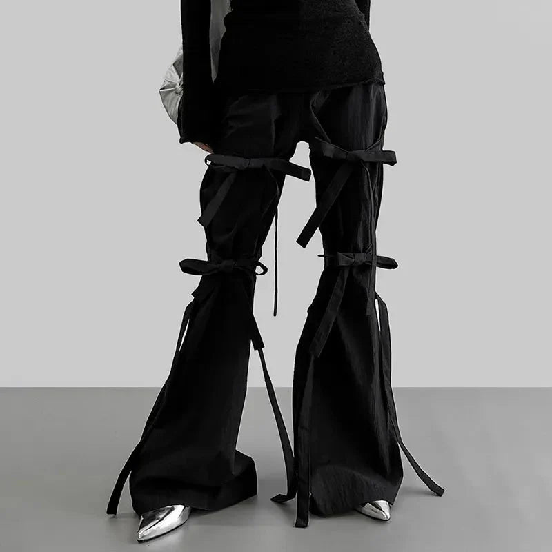 Gothic Lace Up Flare Pants - KAYSMAR