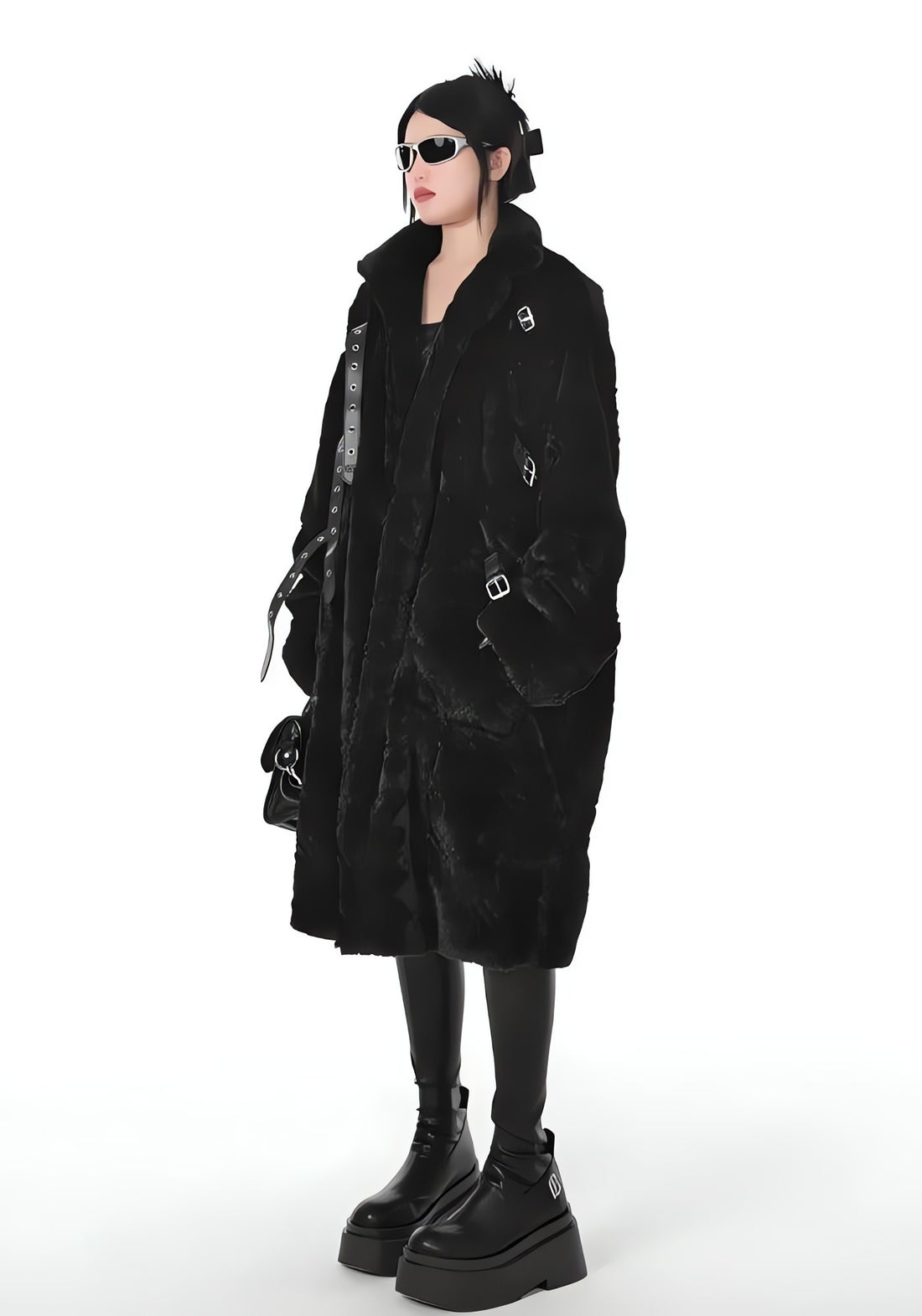 Gothic Faux Fur Fluffy Long Jacket - KAYSMAR
