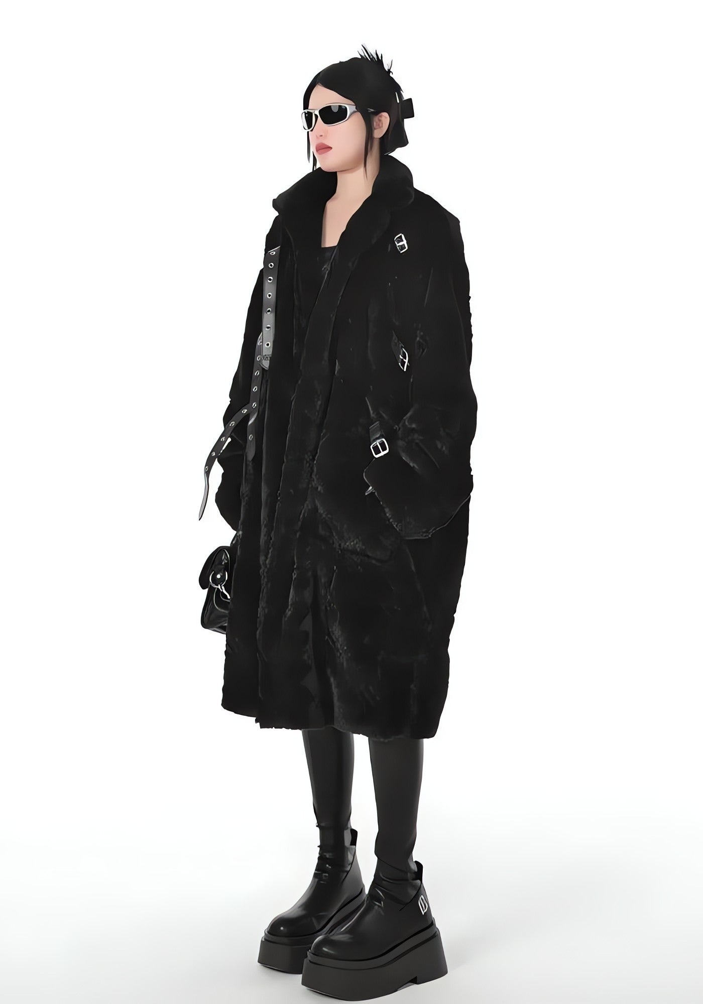 Gothic Faux Fur Fluffy Long Jacket - KAYSMAR