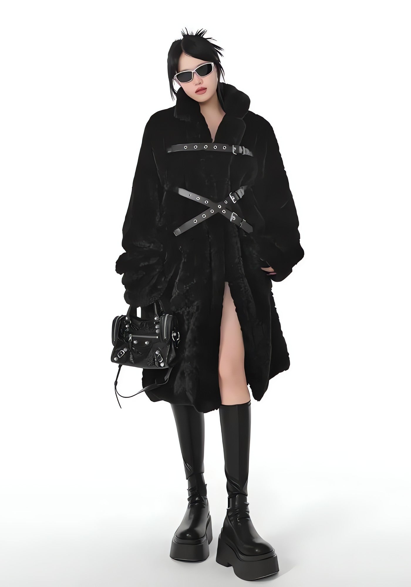 Gothic Faux Fur Fluffy Long Jacket - KAYSMAR