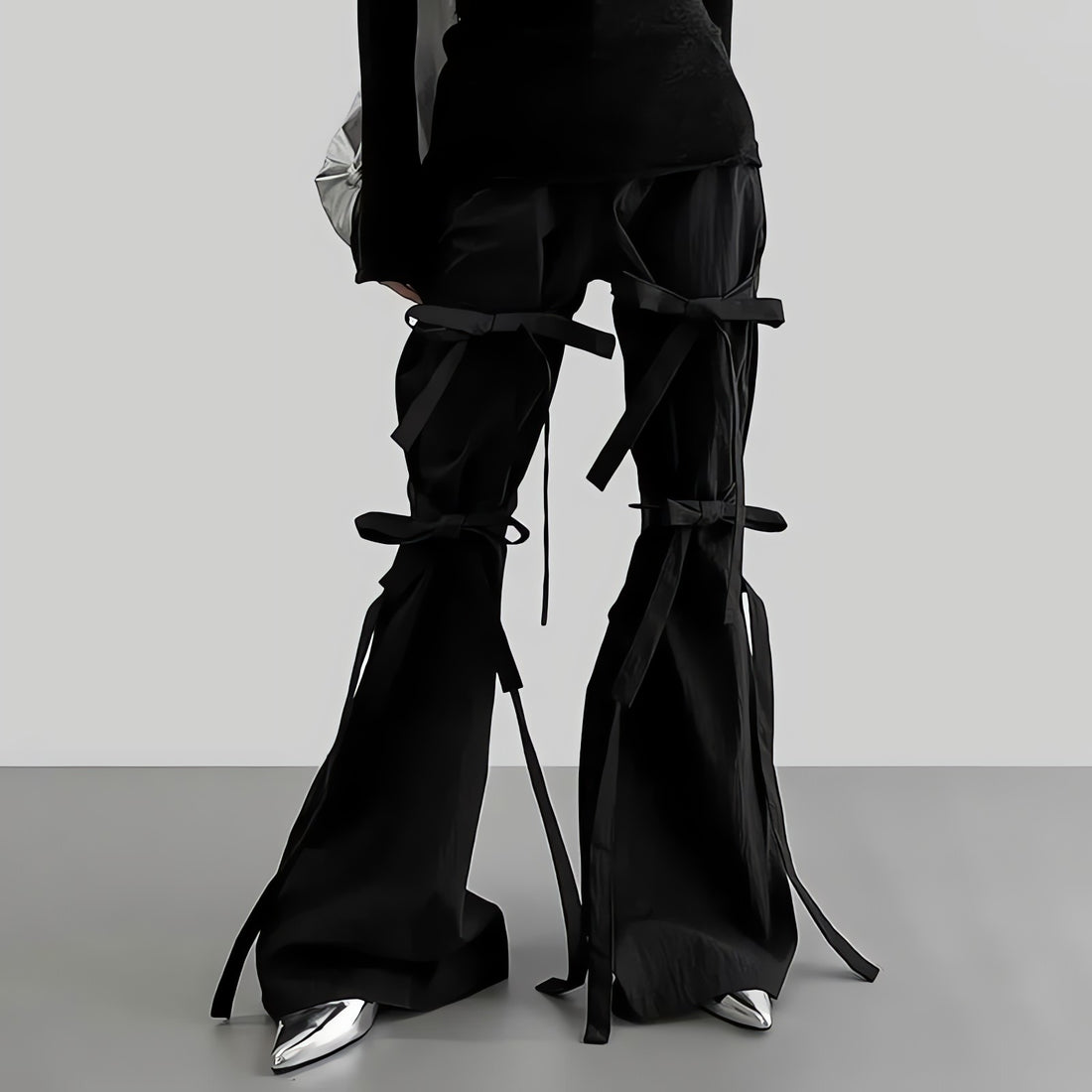 Gothic Lace Up Flare Pants - KAYSMAR