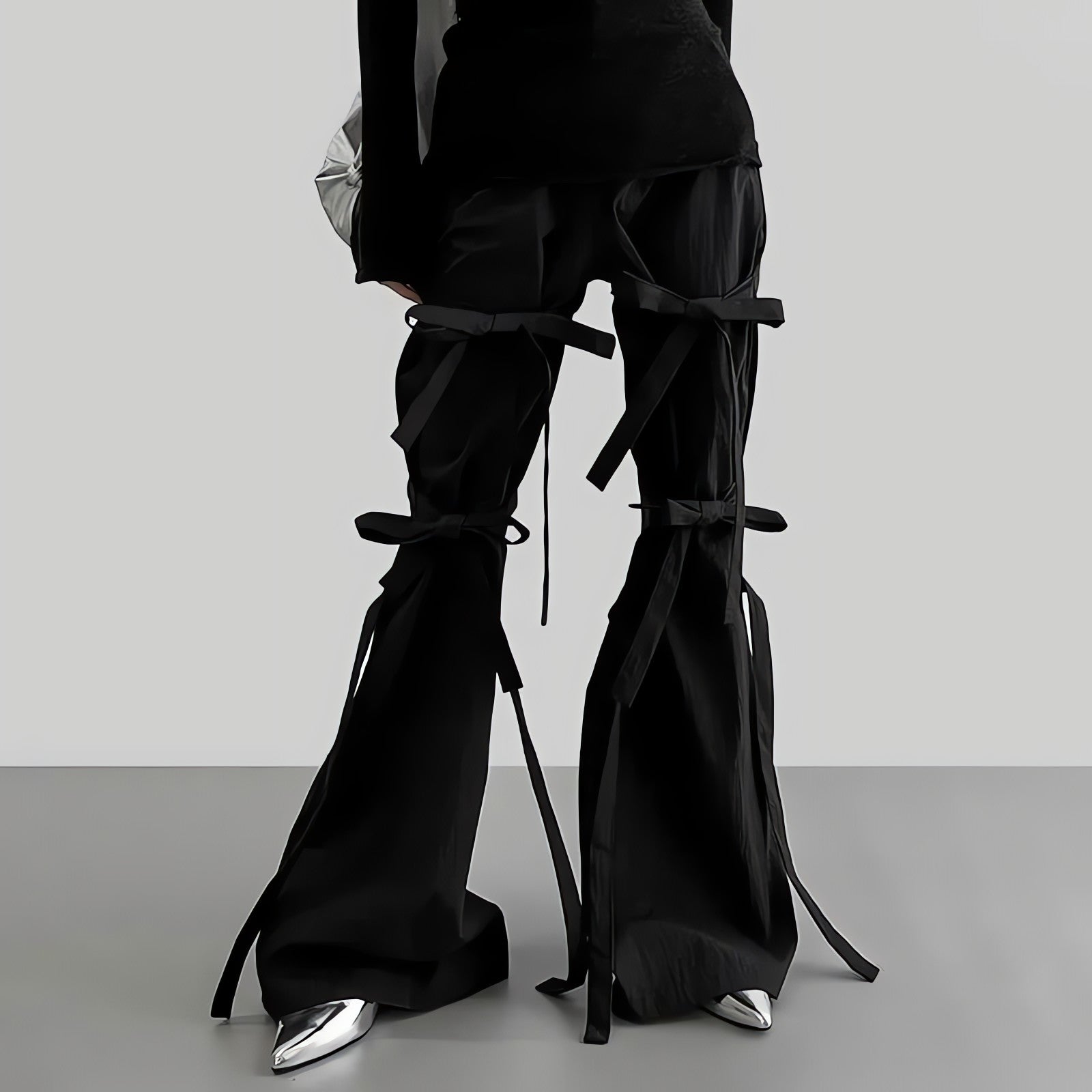 Gothic Lace Up Flare Pants - KAYSMAR