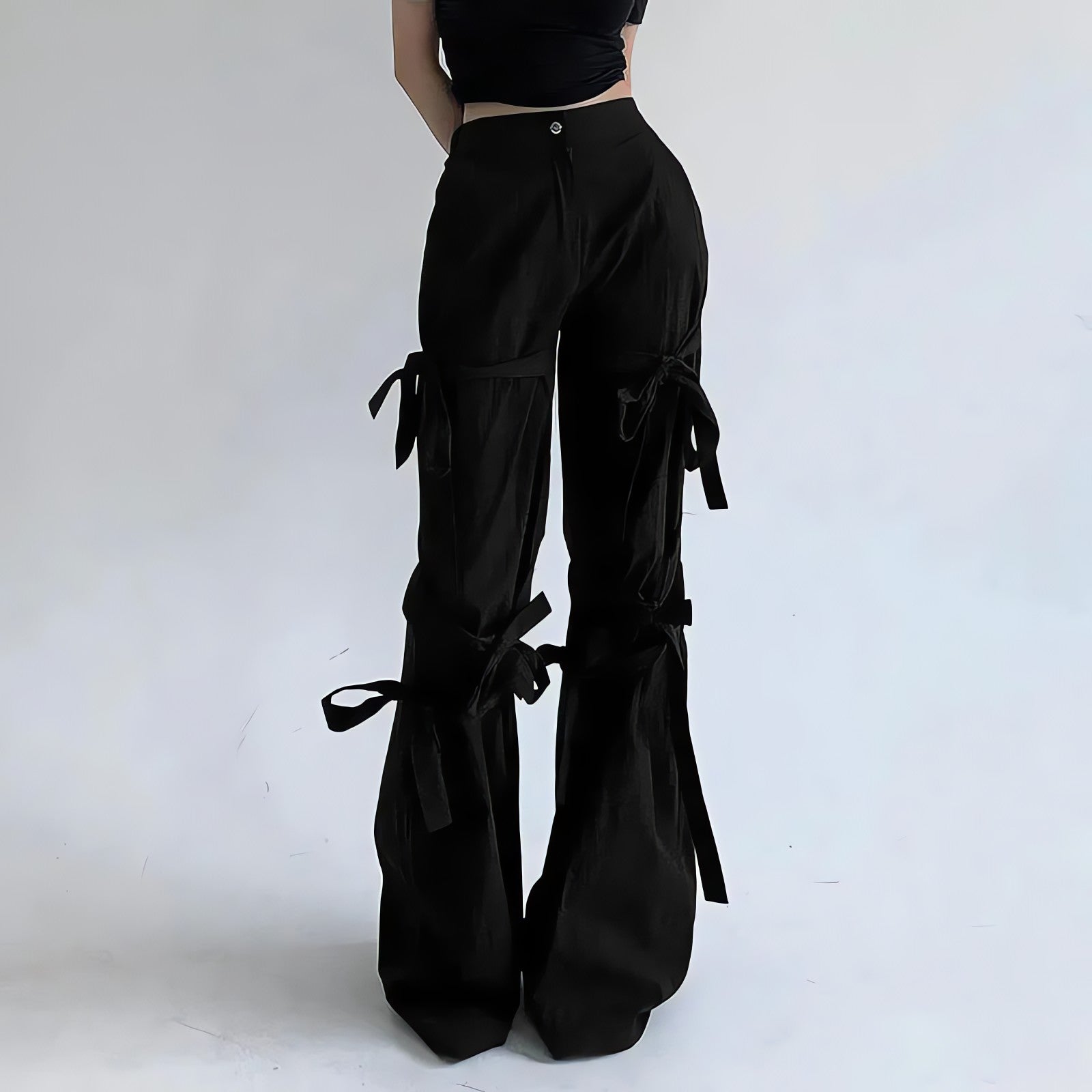 Gothic Lace Up Flare Pants - KAYSMAR