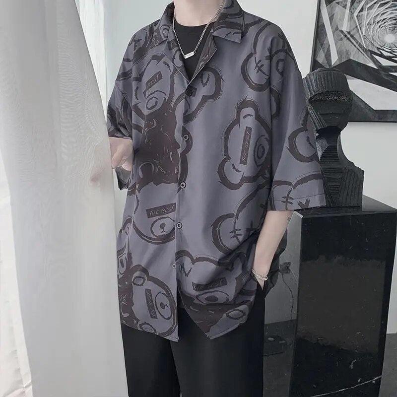 Graffiti Printed Short Sleeve Shirt - KAYSMAR