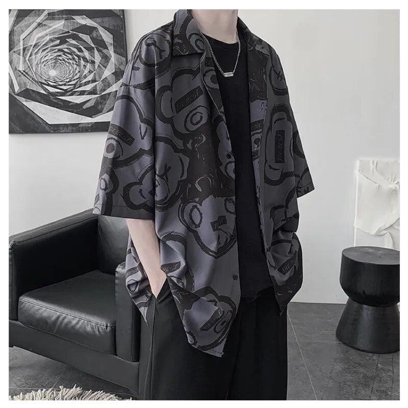 Graffiti Printed Short Sleeve Shirt - KAYSMAR