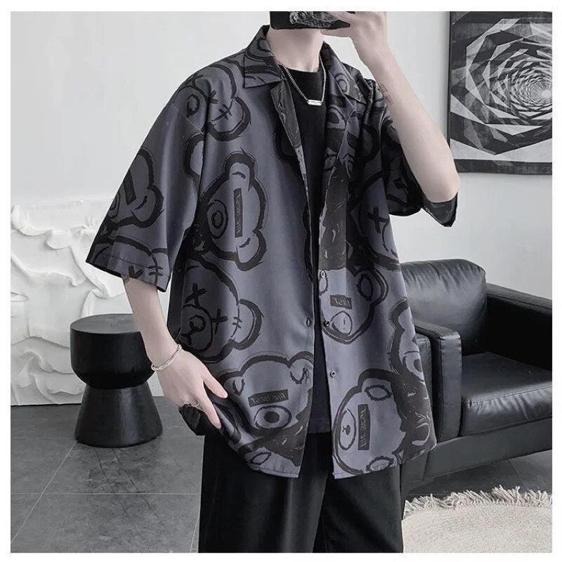 Graffiti Printed Short Sleeve Shirt - KAYSMAR