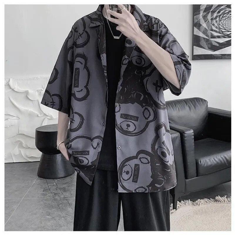 Graffiti Printed Short Sleeve Shirt - KAYSMAR