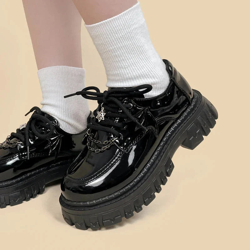 Grunge Bat Wings Platform Oxford Shoes - KAYSMAR
