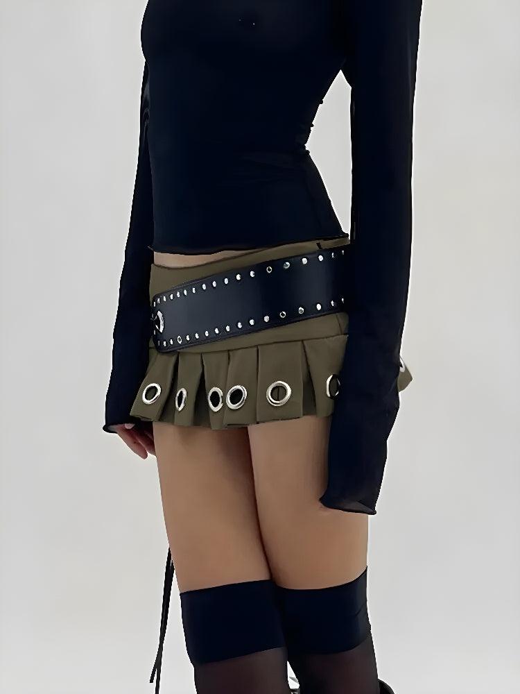 Grunge Belted Extra Mini Skirt - KAYSMAR