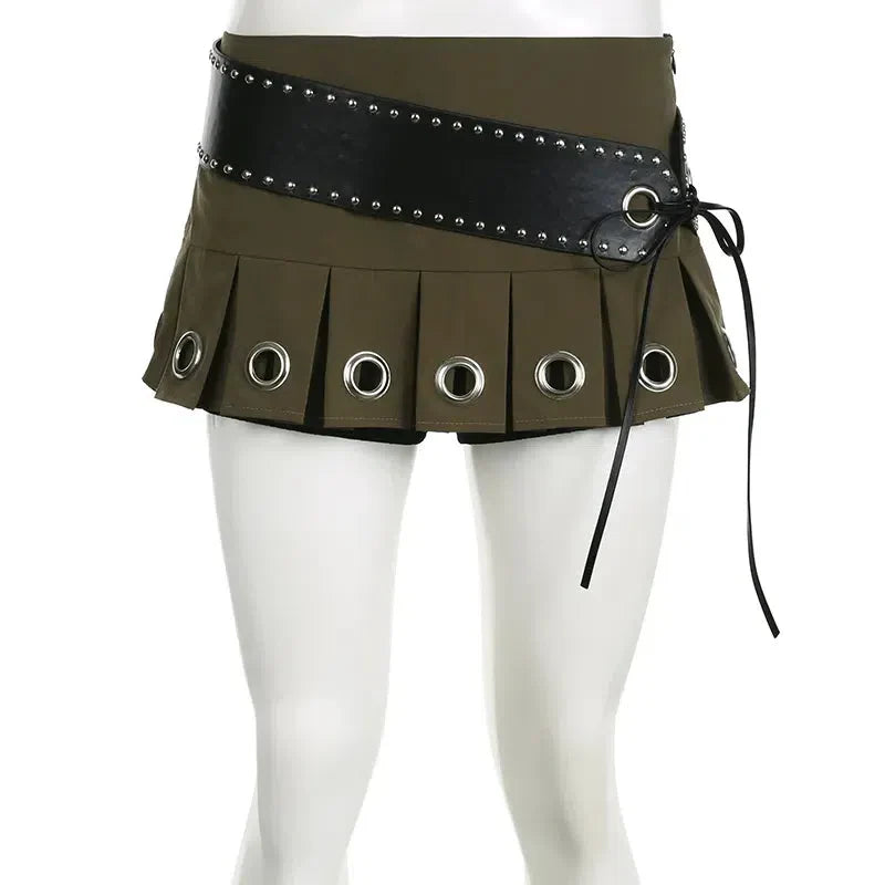 Grunge Belted Extra Mini Skirt - KAYSMAR