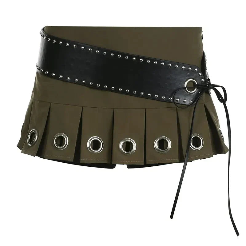 Grunge Belted Extra Mini Skirt - KAYSMAR