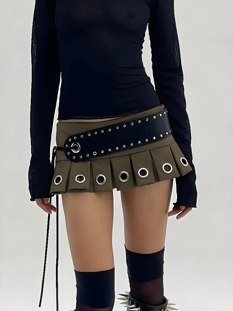 Grunge Belted Extra Mini Skirt - KAYSMAR