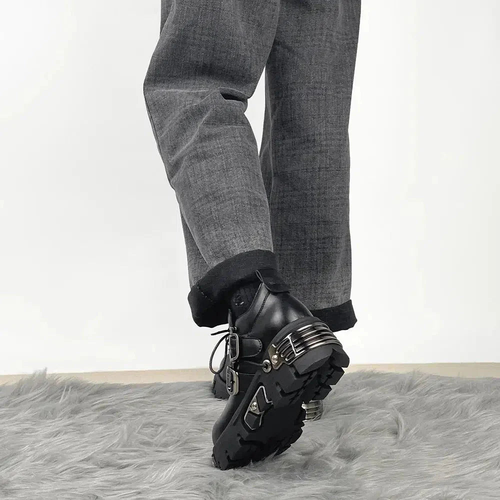 Grunge Belted Lace Up Platform Boots - KAYSMAR