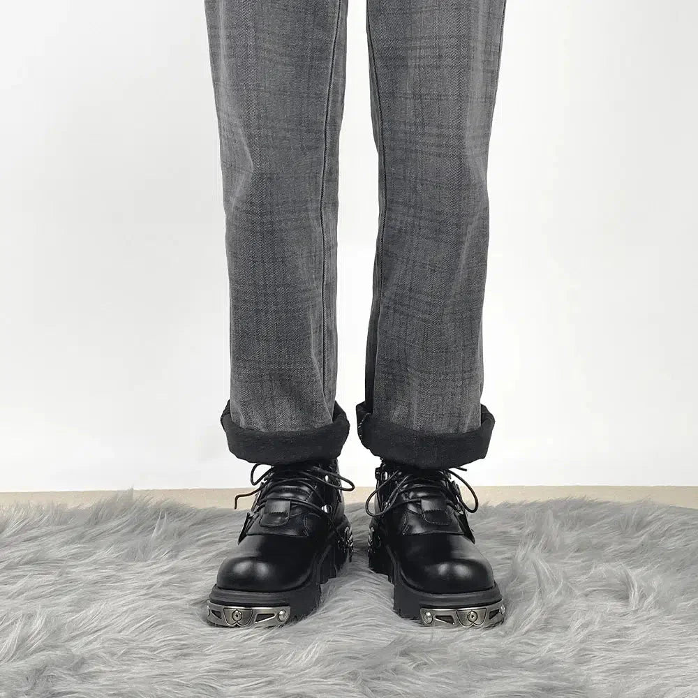 Grunge Belted Lace Up Platform Boots - KAYSMAR