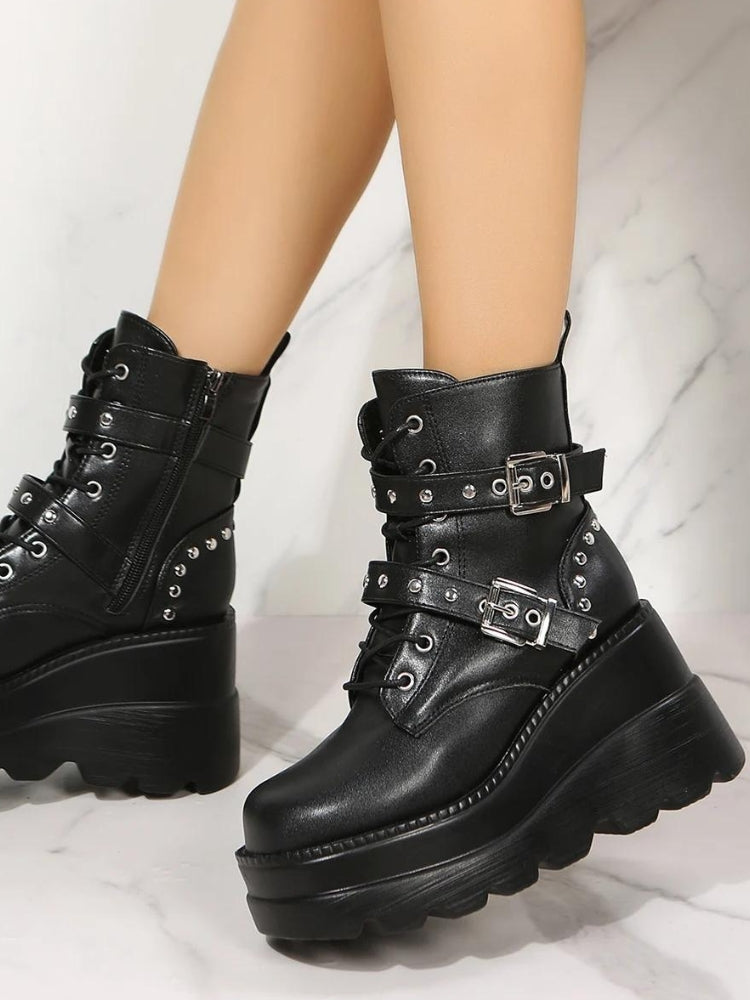 Grunge Belted Platform Boots - KAYSMAR