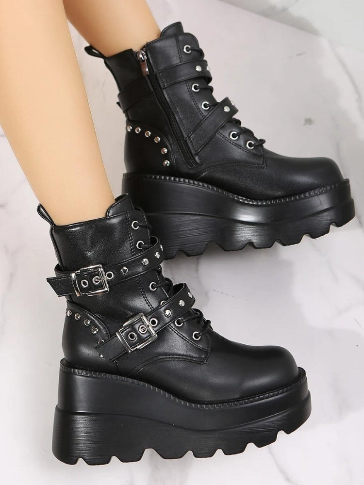 Grunge Belted Platform Boots - KAYSMAR