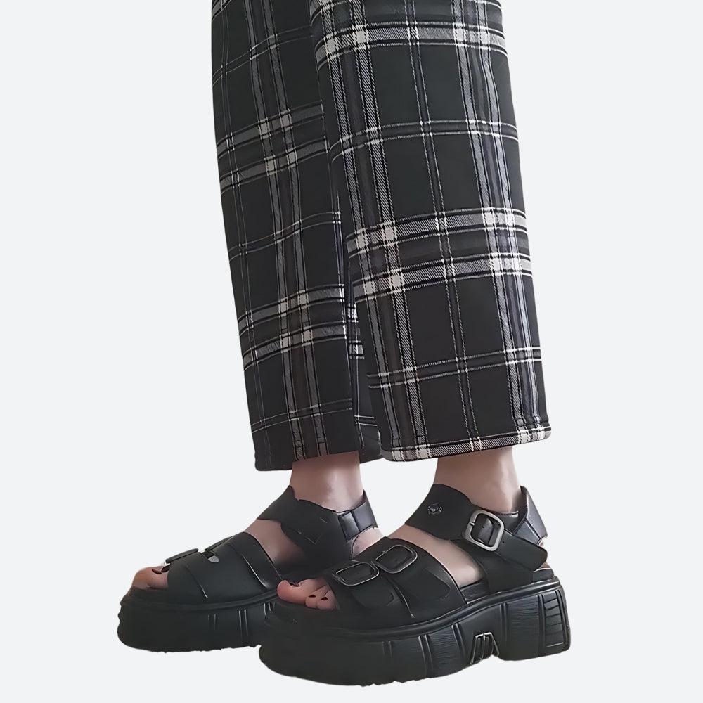 Grunge Belted Platform Sandals - KAYSMAR