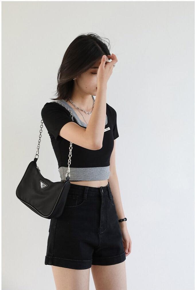 Grunge Black Jean Shorts - KAYSMAR