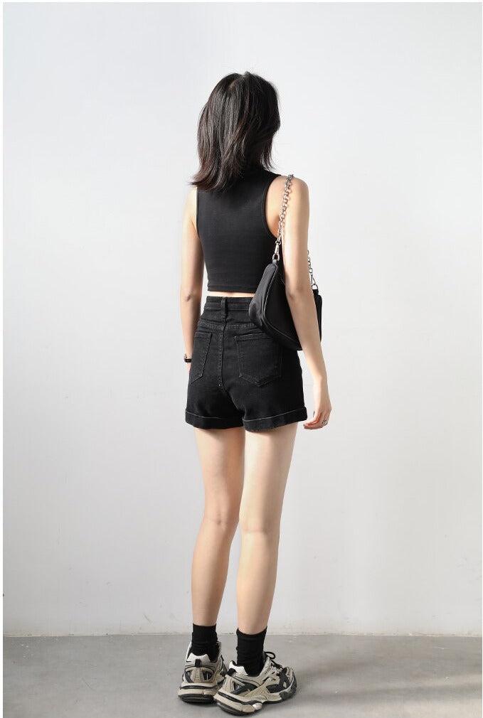 Grunge Black Jean Shorts - KAYSMAR