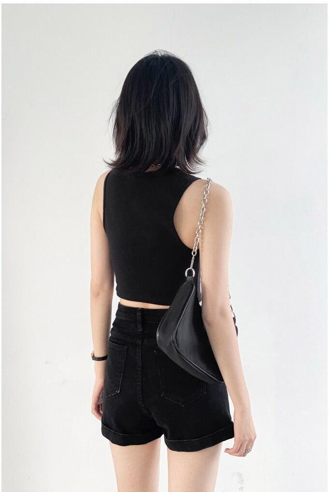 Grunge Black Jean Shorts - KAYSMAR
