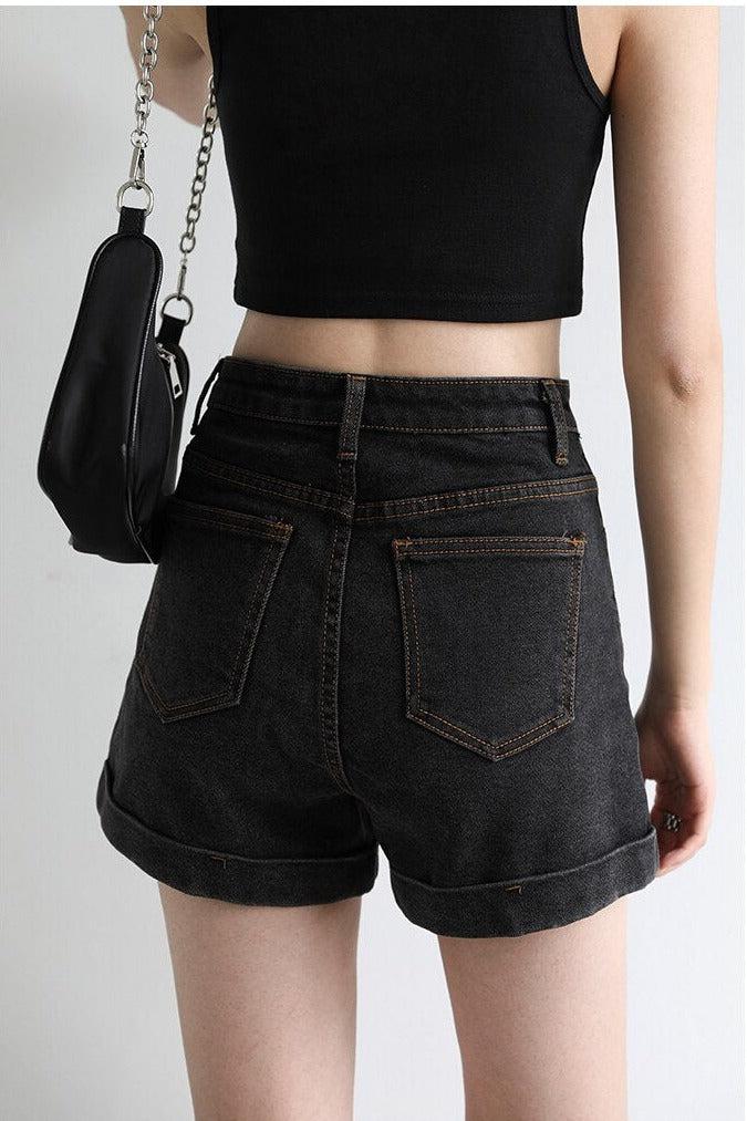 Grunge Black Jean Shorts - KAYSMAR