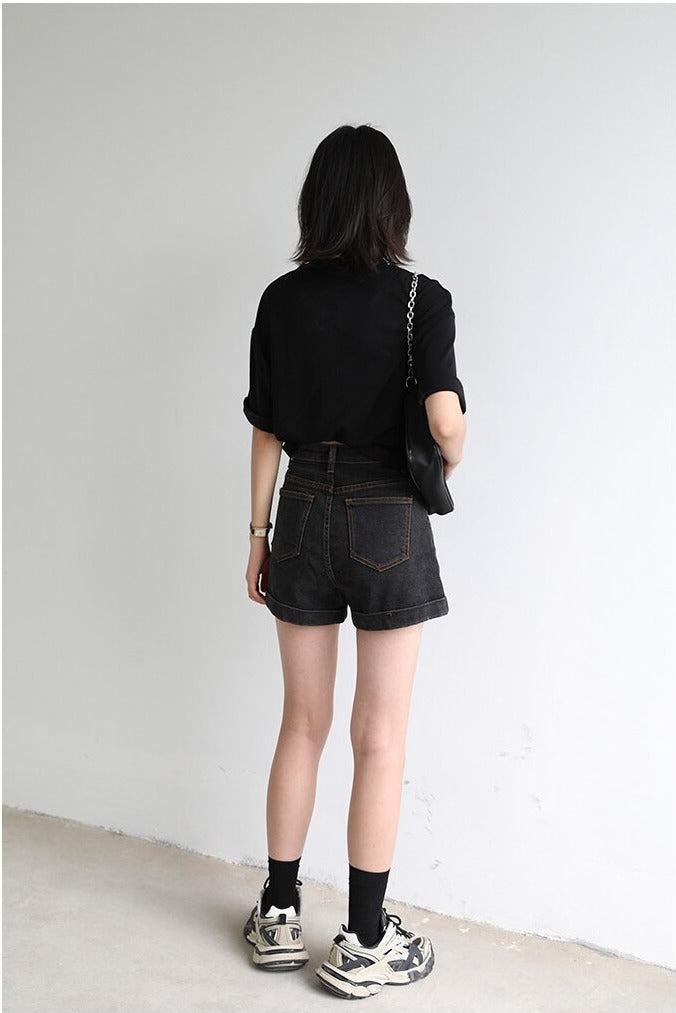 Grunge Black Jean Shorts - KAYSMAR