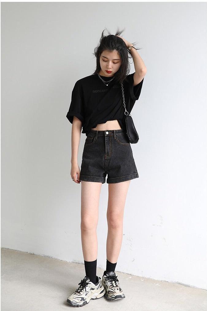 Grunge Black Jean Shorts - KAYSMAR