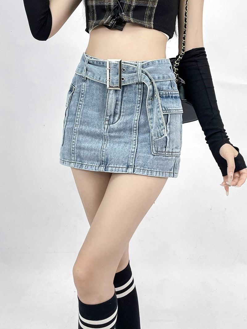 Grunge Cargo Jean Mini Skirt - KAYSMAR