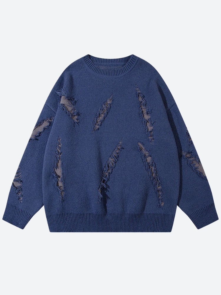 Grunge Claw Distressed Knitted Sweater - KAYSMAR