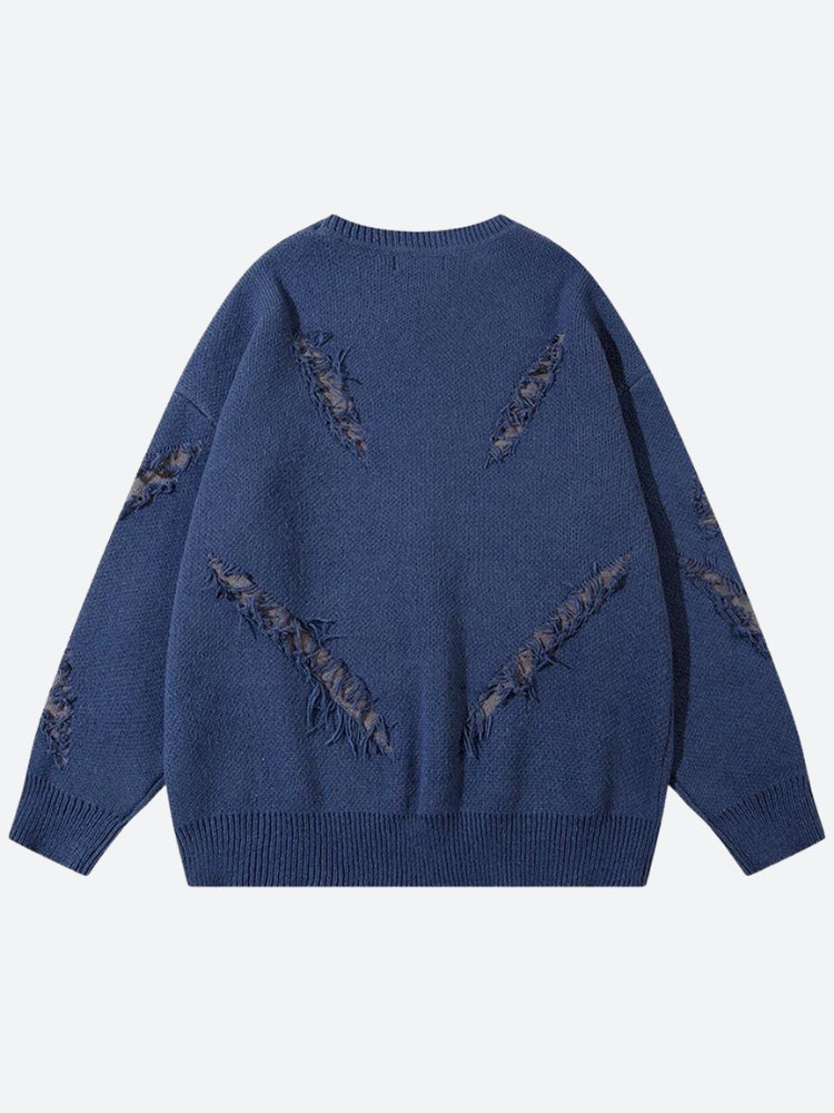Grunge Claw Distressed Knitted Sweater - KAYSMAR