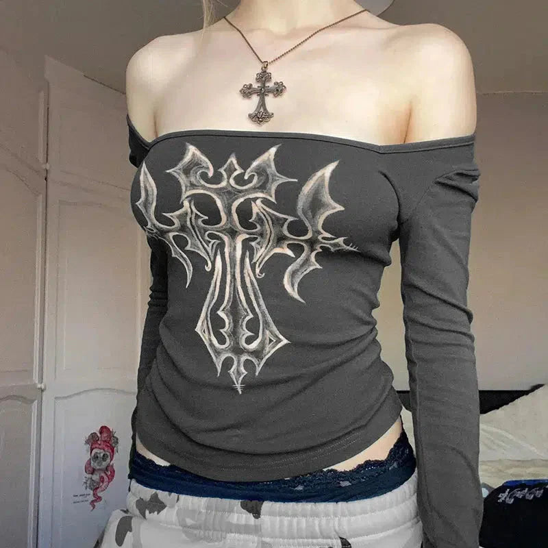 Grunge Cross Bleached Top - KAYSMAR