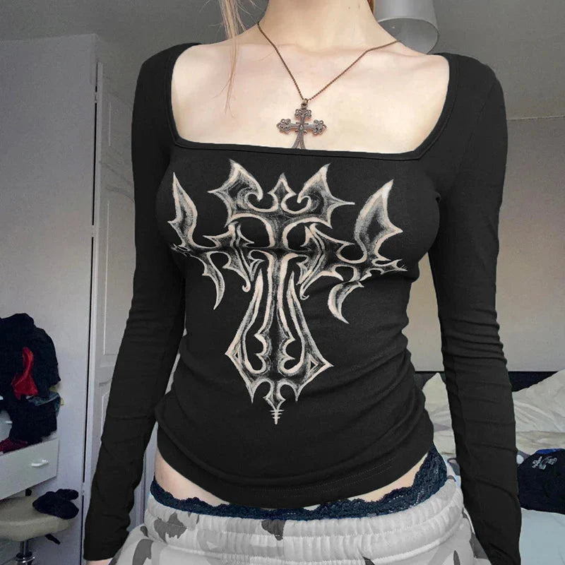 Grunge Cross Bleached Top - KAYSMAR