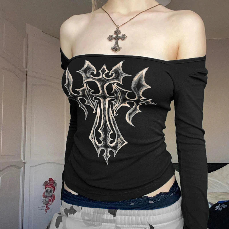 Grunge Cross Bleached Top - KAYSMAR